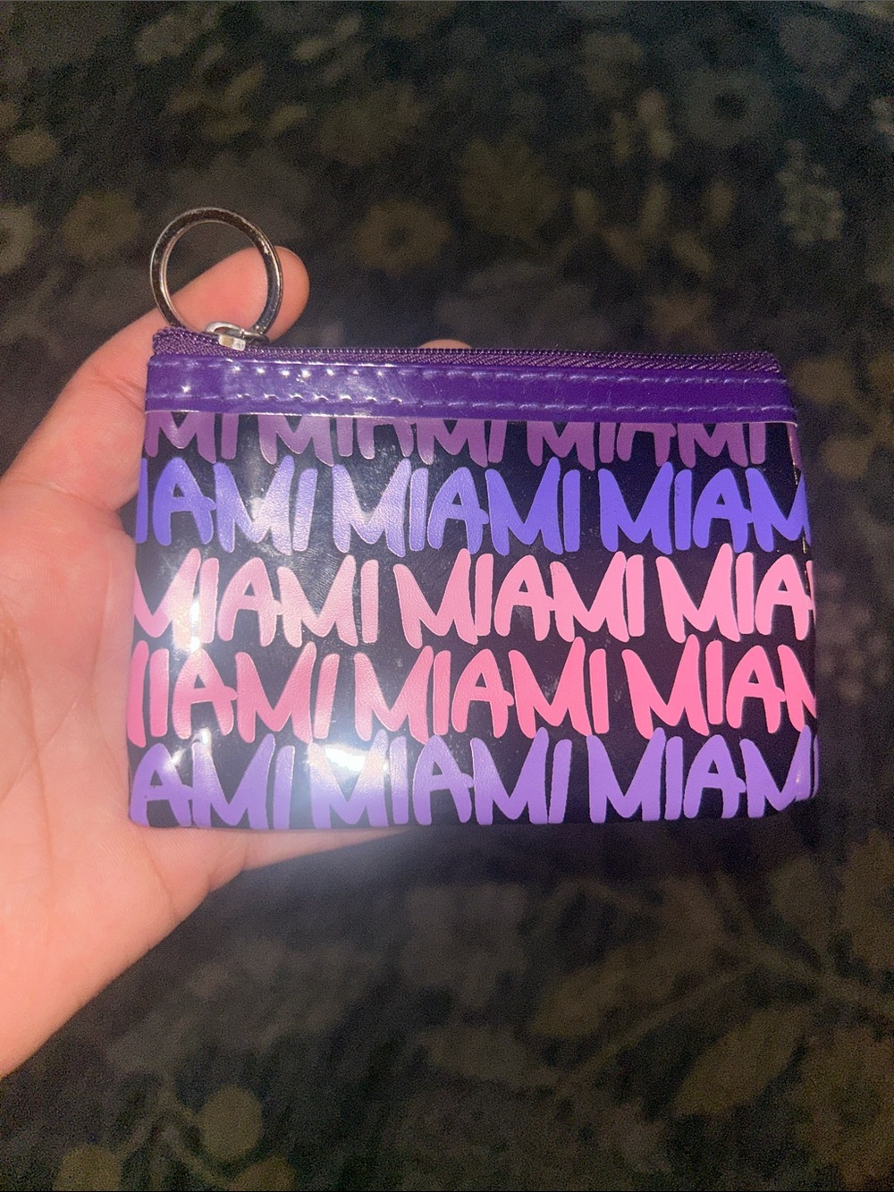Miami Repeat Logo Coin Pouch in Purple & Pink